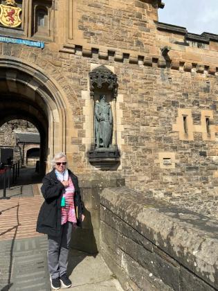 Arthenia Haney poses at Edinburgh Castle.