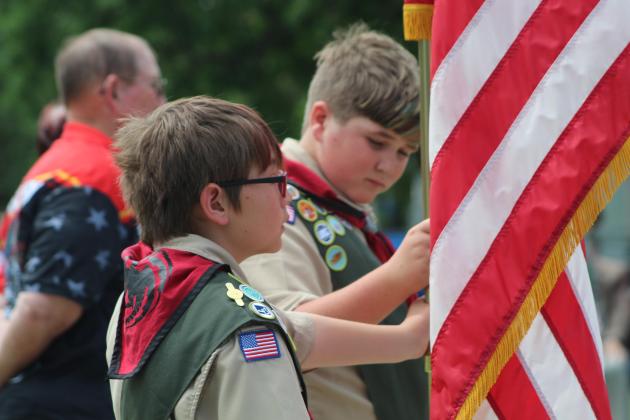 Robby Byrd and Lucas Schafer, with Tecumseh’s BSA Troop 417, served as the Color Guard.