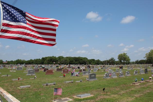 Flags at Tecumseh Cemetery
