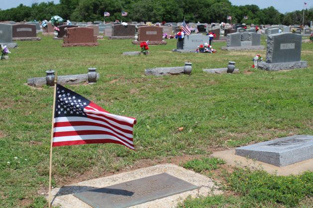 Flags at Tecumseh Cemetery