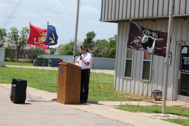 Adjutant Bill Gammage speaks.