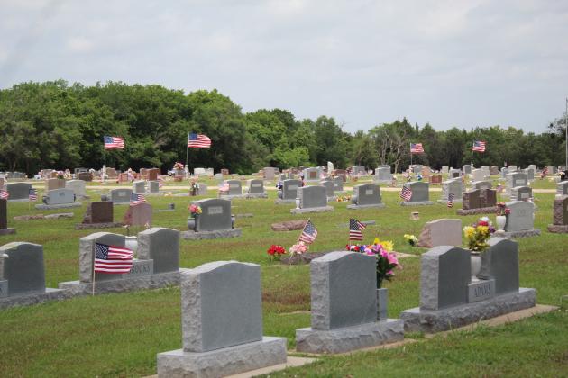 Flags at Tecumseh Cemetery