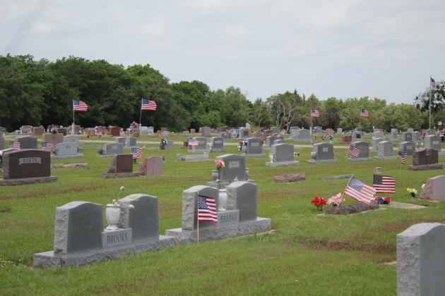 Flags at Tecumseh Cemetery