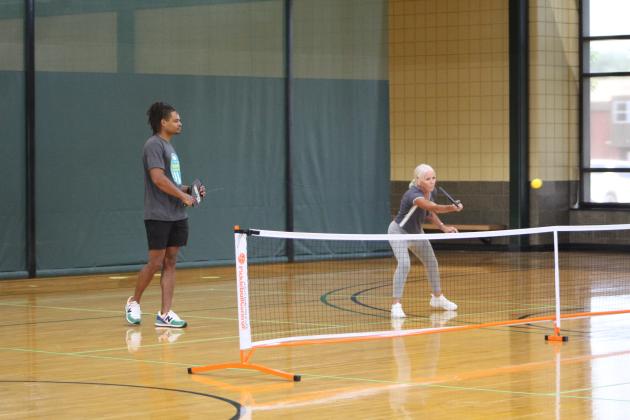Team "Young and Old" - Timmy Young and Katherine Rosebure - plays in the Juneteenth Pickleball Tournament, held on June 18 at OBU's Recreation and Wellness Center. "Young and Old" took third in Bracket B. Countywide &amp; Sun/Natasha Dunagan
