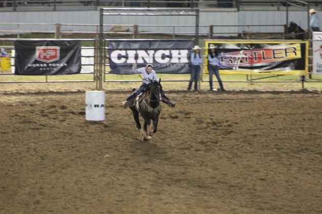 Jessica Staff, of Tecumseh, competes in barrel racing.