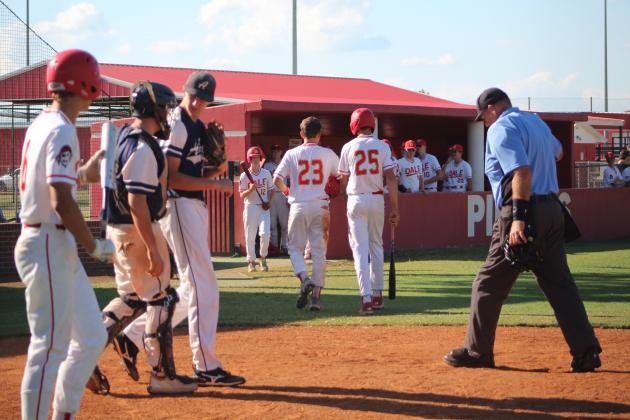Jake Green &amp; Dason Sheppard walk to the dugout after stealing home.