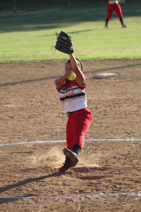 Earlsboro senior Sierra Streater hurls one over home plate during the first inning of the home game against Varnum on Sept. 20. The Lady Wildcats fastpitch and the cross country team also held their Senior Night ceremonies before the game. Varnum won 13-4. Countywide &amp; Sun/Natasha Dunagan