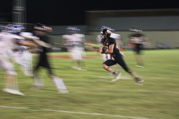 Maud senior Gavin Ridge runs half the field for a touchdown during the home game against Depew on Aug. 26. Maud won their first game of the season, 52-6. Countywide &amp; Sun/Natasha Dunagan