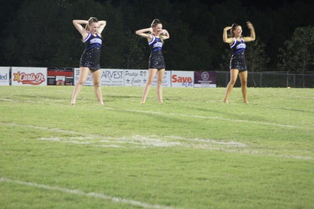 The new Bethel High School Pom Squad performs at halftime for the first time.