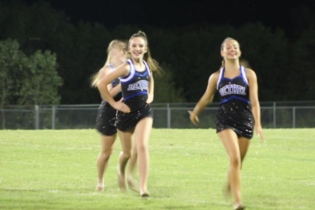 The new Bethel High School Pom Squad performs at halftime for the first time.
