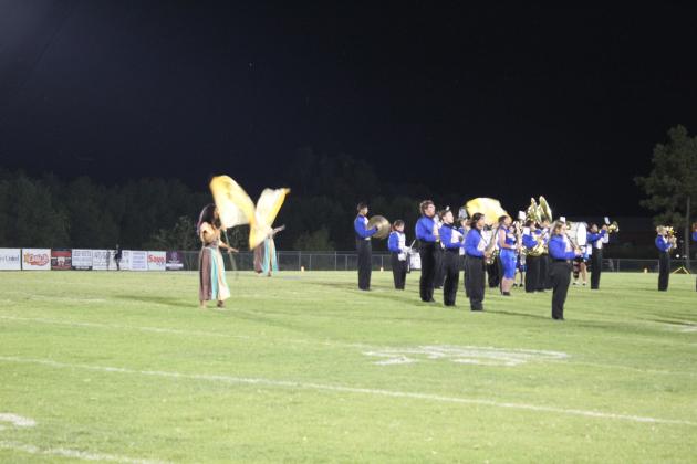 The Pride of Bethel Marching Band performs at halftime.