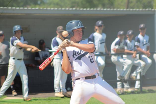 Asher junior Brogan Culwell dodges the ball while at bat during the third inning of the first home game in a double header against Boswell on Sept. 3. Asher lost 1-12 and then 3-4. Countywide &amp; Sun/Natasha Dunagan