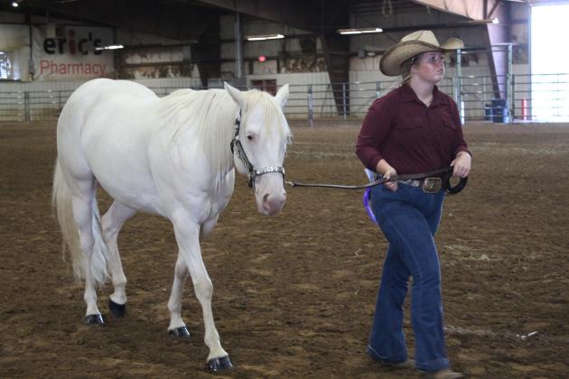 Josey Milburn, of Asher 4-H, walks her horse in the 4-H &amp; FFA Horse Show at the Pottawatomie County Free Fair on Sept. 8. Milburn's horse won Grand Champion Mare. Countywide &amp; Sun/Natasha Dunagan