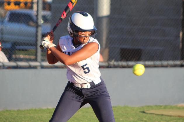 Shawnee's Tristyn Shirley takes her turn at bat during the eighth inning of the district home game on Sept. 20. The Lady Wolves lost, 1-2, in extra innings. Countywide &amp; Sun/Natasha Dunagan