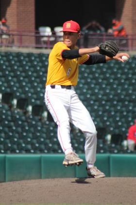 Dale junior Casen Richardson winds up for the pitch in the fifth inning of the Class A State Baseball Championship on Oct. 8. Countywide &amp; Sun/Natasha Dunagan