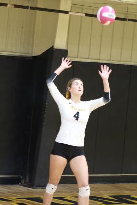 Tecumseh senior Chloe Kelsey serves during the Senior Night game with NW Classen on Sept. 29. The Lady Savages won, 3-0. Countywide &amp; Sun/Natasha Dunagan