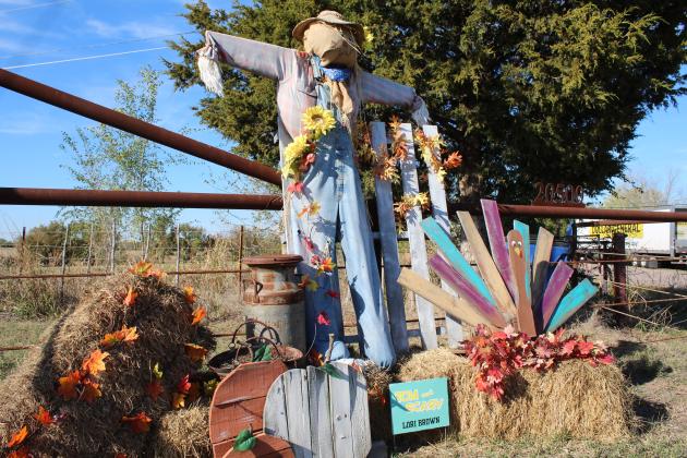 "Tom and Scary," owned by Lori Brown at 20500 Malone Road, won third place in the City of Tecumseh Residential Scarecrow Contest. Countywide &amp; Sun/Natasha Dunagan