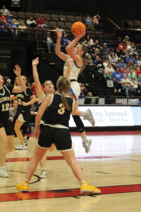 Bethel's Josie McGehee jumps up to take her shot during the fourth quarter of Bethel's First United Basketball Classic on Dec. 10 at FireLake Arena. Over the three-day event, the Lady Wildcats won all three of their games, beating U.S. Grant, 63-19, Byng, 56-41, and Tecumseh, 63-33, to take the girls tournament. Countywide &amp; Sun/Natasha Dunagan