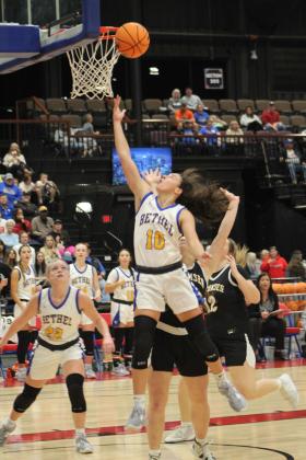 Bethel's Parker Stevenson brings it to the hoop during the fourth quarter of Bethel's First United Basketball Classic on Dec. 10 at FireLake Arena. Over the three-day event, the Lady Wildcats won all three of their games, beating U.S. Grant, 63-19, Byng, 56-41, and Tecumseh, 63-33, to take the girls tournament. Countywide &amp; Sun/Natasha Dunagan