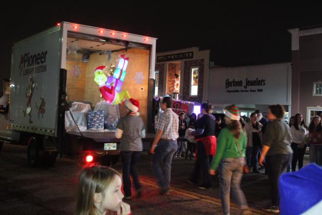 The Pioneer Library System won third place in the Grinchmas Holiday Parade with their decorated delivery truck on Dec. 8. Countywide &amp; Sun/Natasha Dunagan