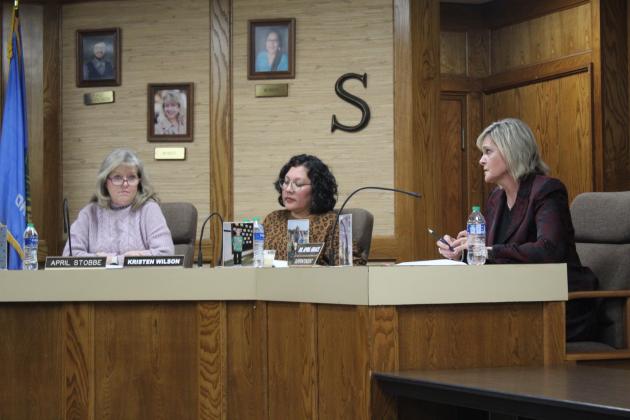 Shawnee Superintendent Dr. April Grace speaks to the Shawnee Board of Education on Jan. 9.