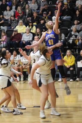 Bethel's Josie Megehee scores two points in the second quarter of the game at Tecumseh on Feb. 3. The Lady Savages lost, 42-56. Countywide &amp; Sun/Natasha Dunagan
