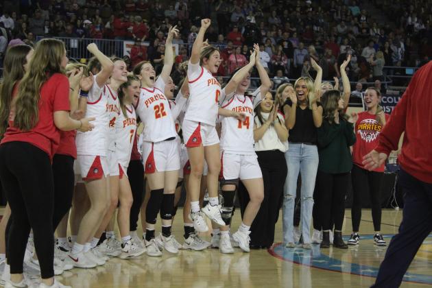 The Dale Lady Pirates show their excitement after winning the Class 2A State Championship on March 11. The Lady Pirates also won seven basketball championships before this one between 1978 and 2010. Countywide &amp; Sun/Natasha Dunagan