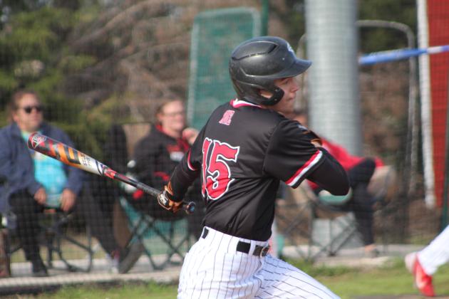 Earlsboro freshman Nate Ruiz hits a single in the first inning of the home game with Strother, March 27. The Wildcats won, 12-2. Countywide &amp; Sun/Natasha Dunagan