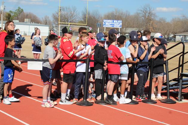 Little League football players got a stage-side view of Kansas City Chiefs Center Creed Humphrey during the celebration at Shawnee High School on March 4. Countywide &amp; Sun/Natasha Dunagan