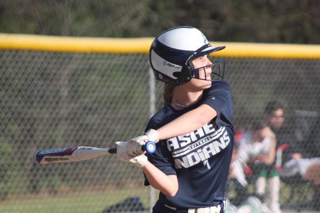 Asher junior Charlee Crowley takes her turn at bat in the fifth inning of the home game with Varnum on March 31. The Lady Indians won, 4-2. Countywide &amp; Sun/Natasha Dunagan