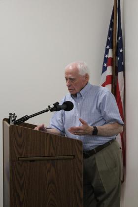 Veteran Danny Glenn speaks on May 4.