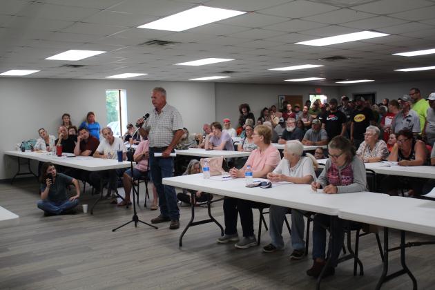 A Pink resident since 1975, Matt Goodson said there needs to be more communication and no proposed new rules during the Pink Zoning Board’s Special Meeting on May 8. The Pink Senior Citizen’s Center was at capacity, and more listened from outside. Countywide &amp; Sun/ Natasha Dunagan