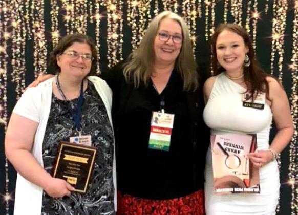 The Countywide &amp; Sun received four Oklahoma Press Association Awards in the 2022 Better Newspaper Contest on June 10. Shown, from left are Reporter Natasha Dunagan, Owner and Publisher Suzie Campbell, and Intern Reporter Valerie Scott. Photo provided.