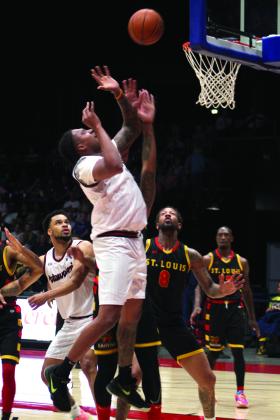 Potawatomi Fire Forward/Center T.J. Maston aims for the bucket in the second game of the TBL Finals with the St. Louis Griffons at FireLake Arena on June 26. Countywide &amp; Sun/Natasha Dunagan