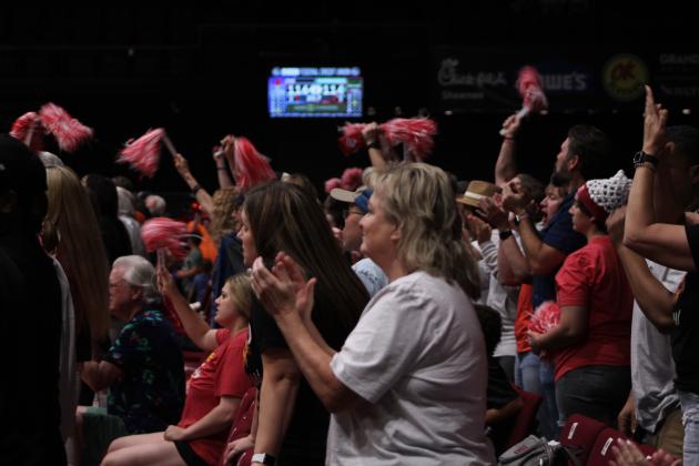 The crowd roars as the Potawatomi Fire takes the lead in the fourth quarter, after starting nine points behind, on June 19. The Fire won the TBL Central Conference Regionals against the Seattle Super Hawks, 124-114, at FireLake Arena in Shawnee. Countywide &amp; Sun/Natasha Dunagan