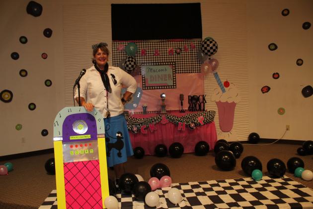 Macomb Summer School Car Show - Sock Hop Decor &amp; Shannon Browning. Two parents decorated.