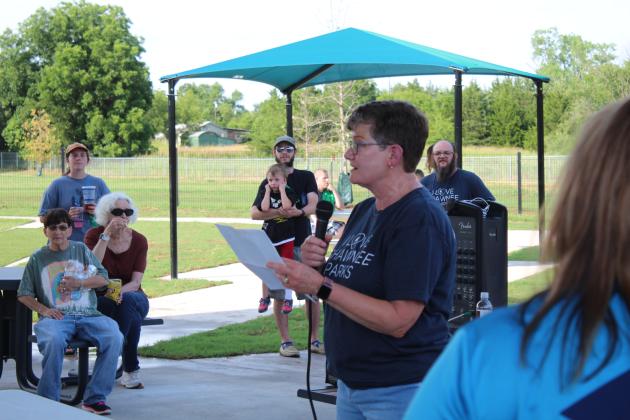 Sherry Lankford speaks at the KidSpace Park Grand Opening on June 23.
