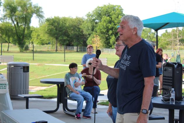 Shawnee Mayor Ed Bolt speaks at the KidSpace Park Grand Opening on June 23.