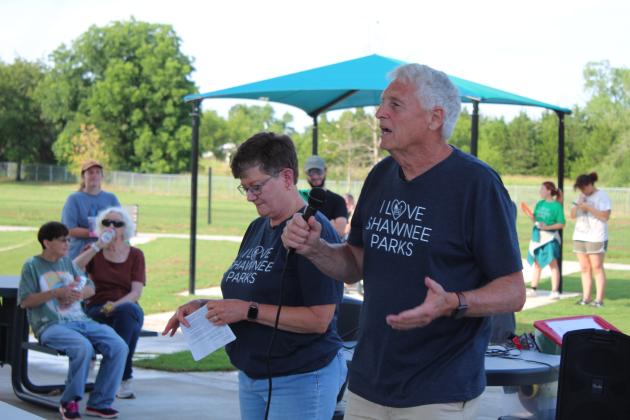 Shawnee Mayor Ed Bolt speaks at the KidSpace Park Grand Opening on June 23.