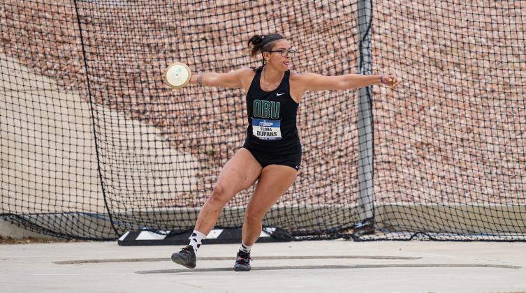 OBU freshman Flora Dupans placed 14th in State Discus.