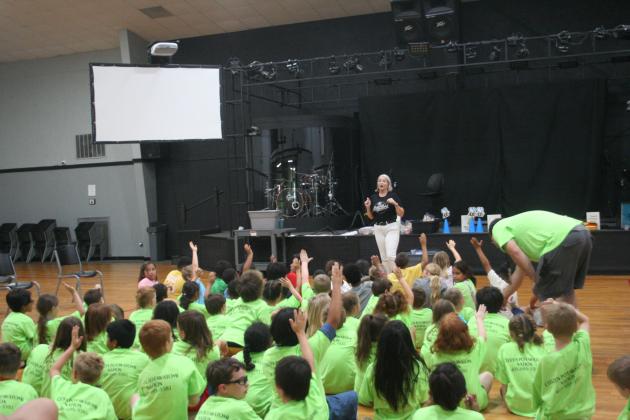 Ranee Schöënhals, employee at the Oklahoma Science Museum for 27 years, shows the kids their activities based on friendship books at the Tecumseh Public Library's Summer Learning Event on Thursday, June 22. Countywide &amp; Sun/Valerie Scott