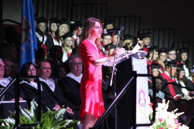 KFOR Journalist Ali Meyer was the Keynote Speaker at North Rock Creek High School's second Graduation Ceremony on May 19.