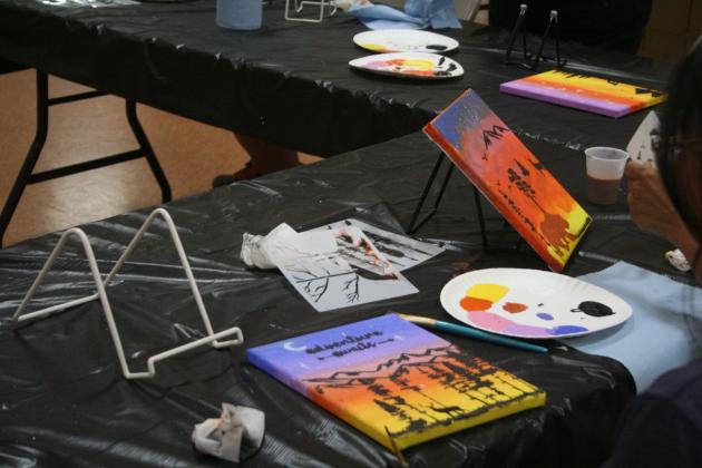 These paintings were created at Tecumseh Public Library's Summer Learning Event. Lizzy Brady, owner of SageBrush Designs, came out to teach teens how to create the nature landscape on Wednesday, June 21. Countywide &amp; Sun/Valerie Scott