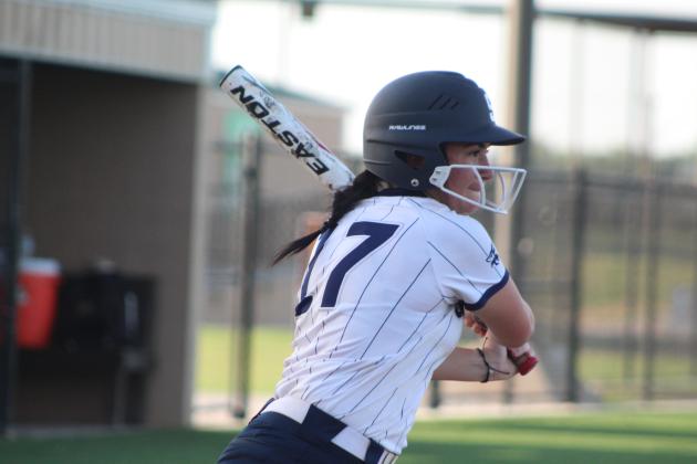 Shawnee sophomore Heaven Sams hits a single.