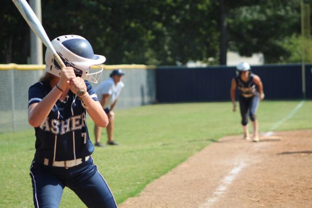 Asher freshman Mackenzie Thompson takes her turn at bat.