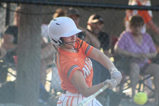 Maud's Shaelynn Fletcher hits a single in the second inning.