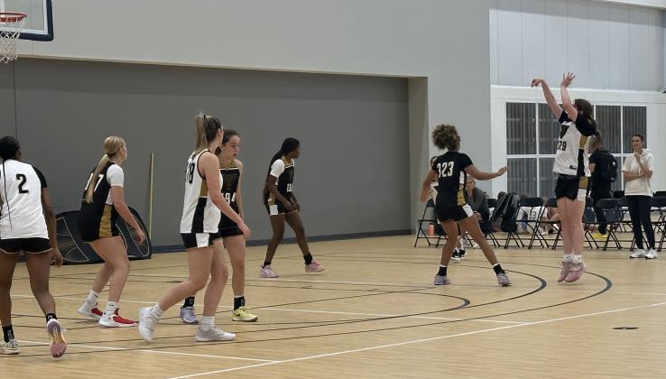 Tecumseh High School senior Reagan Berry shoots for three points during the NCAA Women’s College Basketball Academy in Memphis, TN, last month. Photo provided.