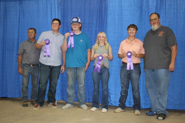 Farmhand Olympics - Individual Event Awards: Cooper Kline, Gibson French, Marlee Reece, Stephen Wickerd with Fair Board members Lynn Marlow &amp; Tim Underwood