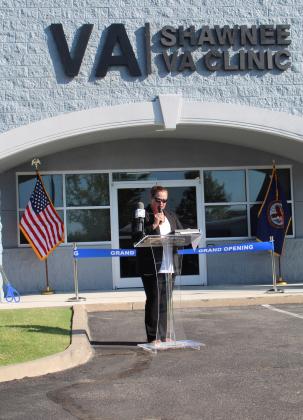 OKC VA Public Affairs Office representative Carmen Daugherty speaks at the Shawnee VA Clinic Grand Reopening on Sept. 18. Countywide &amp; Sun/Natasha Dunagan