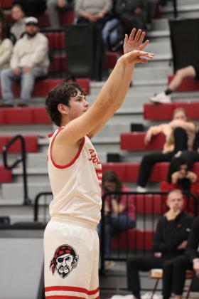 Dale's Ethan Douglas makes a foul shot in the fourth quarter of the Nov. 17 home game with Amber-Pocasset. The Pirates won, 84-24. The Lady Pirates also won that night, 46-18. Countywide &amp; Sun/Natasha Dunagan